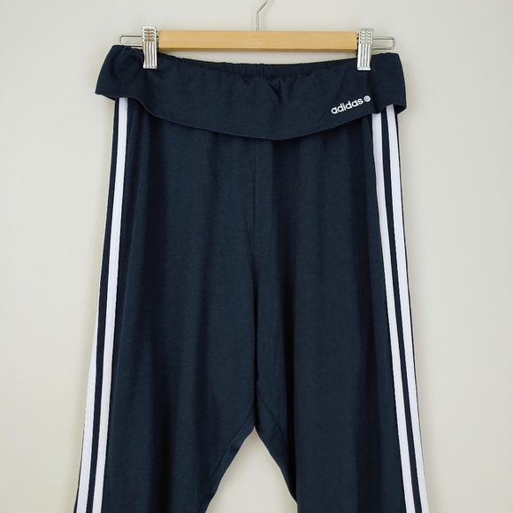 Adidas Neo Harem Cropped Pants Sweatpants Size Small Blue White Stripes - Picture 5 of 10